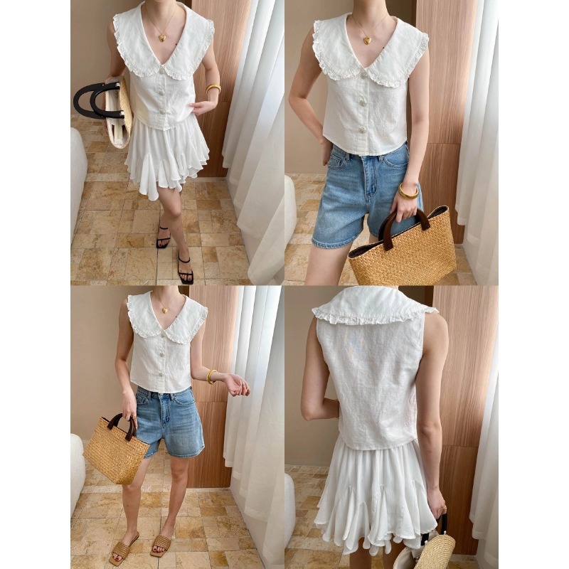 2025 Linen Cotton Sweet and Ge - Shirt Camp Collar 评论和价格