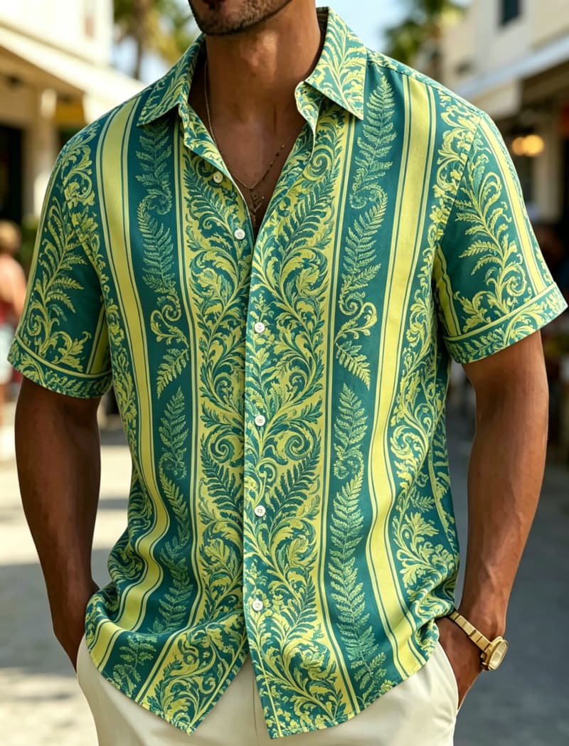 Men's Short Sleeve Shirt Lapel - Resort Shirt Floral 评论和价格