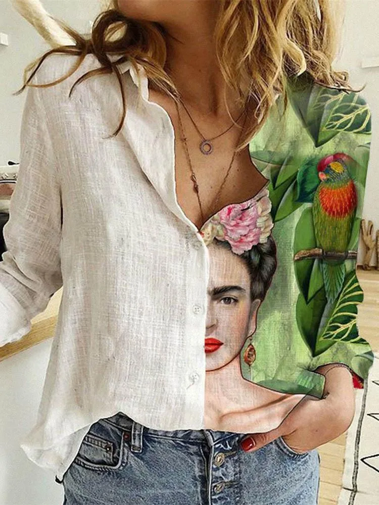 Women Spring And Autumn Long S - Shirt Camp Collar 评论和价格
